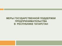 Меры государственной поддержки предпринимательства в  Республике Татарстан