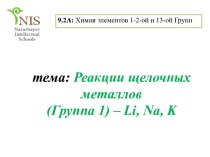 тема: Реакции щелочных металлов (Группа 1) – li, na, k