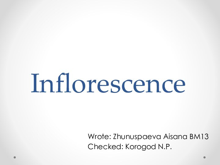 InflorescenceWrote: Zhunuspaeva Aisana BM13Checked: Korogod N.P.
