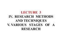 Research methods and techniques. Various stages of a research