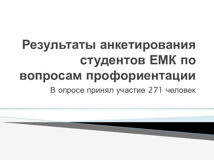 Результаты анкетирования студентов ЕМК по вопросам профориентацииВ опросе принял участие 271 человек