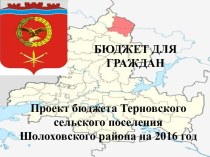 Проект бюджета Терновского сельского поселения Шолоховского района на 2016 год