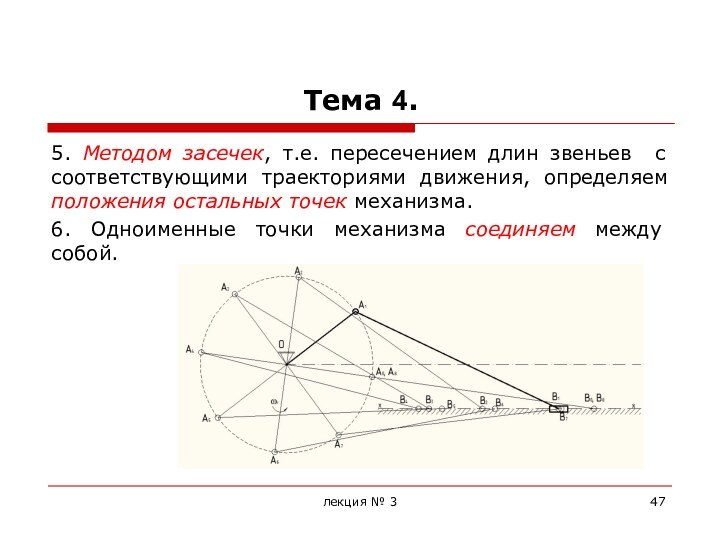 Тема 4. 5. Методом засечек, т.е. пересечением длин звеньев с соответствующими траекториями