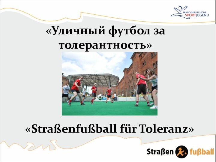 «Уличный футбол за толерантность»«Straßenfußball für Toleranz»
