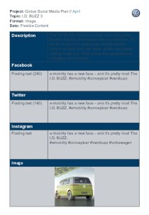 Project: Global Social Media Plan // April Topic: I.D. BUZZ 3 Format: image Date: Flexible Content