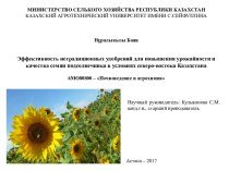 Эффективность нетрадиционных удобрений для повышения урожайности семян подсолнечника в условиях северо-востока Казахстана