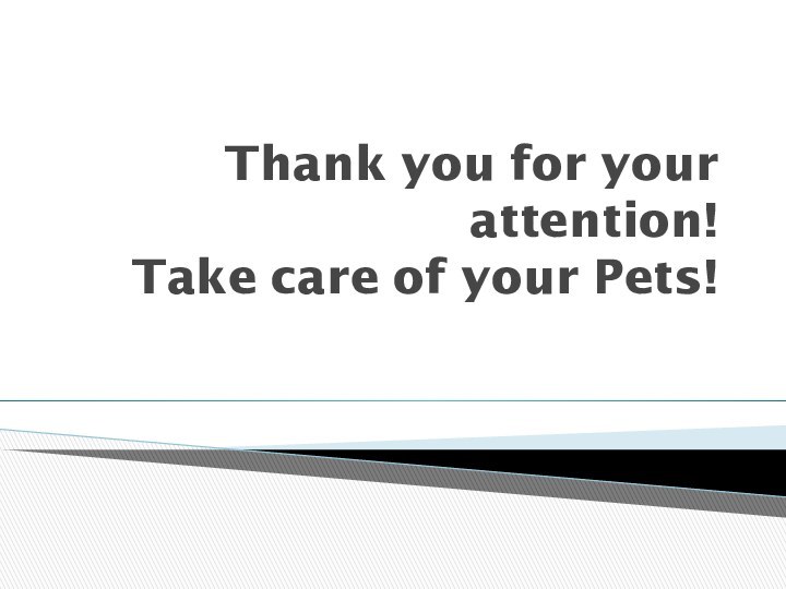 Thank you for your attention!  Take care of your Pets!
