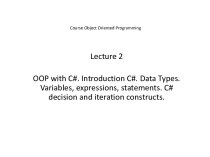 Course object oriented programming lecture 2