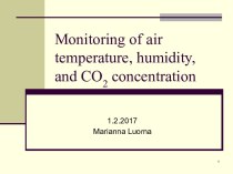 Monitoring of air temperature, humidity, and CO2 concentration