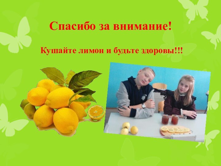 Спасибо за внимание!   Кушайте лимон и будьте здоровы!!!