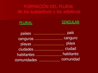 Formación del plural de los sustantivos y los adjetivos