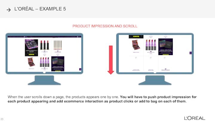 PRODUCT IMPRESSION AND SCROLL When the user scrolls down a page, the