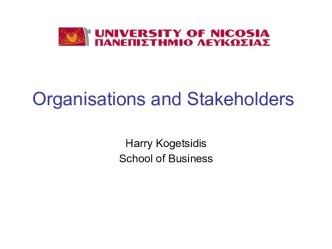 Organisations and stakeholders