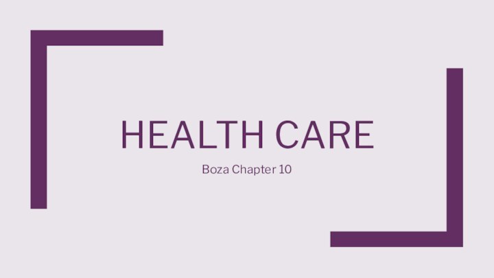 HEALTH CARE Boza Chapter 10