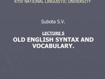 Lecture 5 old english syntax and vocabulary