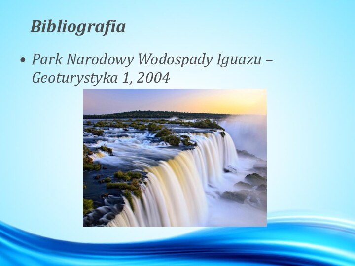 BibliografiaPark Narodowy Wodospady Iguazu – Geoturystyka 1, 2004