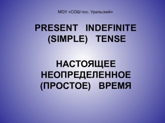 Present indefinite (simple) tense. Настоящее неопределенное (простое) время