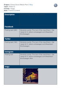 Project: Global Social Media Plan // May Topic: Arteon 2 Format: image Date: Flexible Content