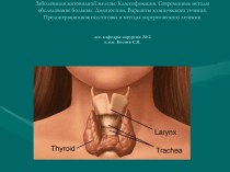 Заболевания щитовидной железы. Классификация. Современные методы обследование больных. Диагностика