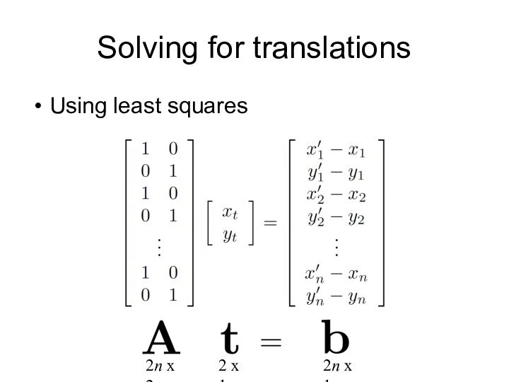 Solving for translationsUsing least squares