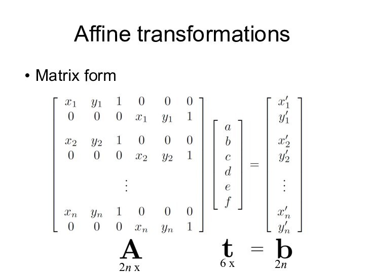 Affine transformationsMatrix form