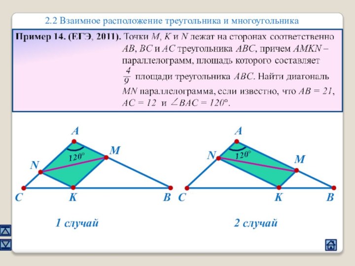 2.2 Взаимное расположение треугольника и