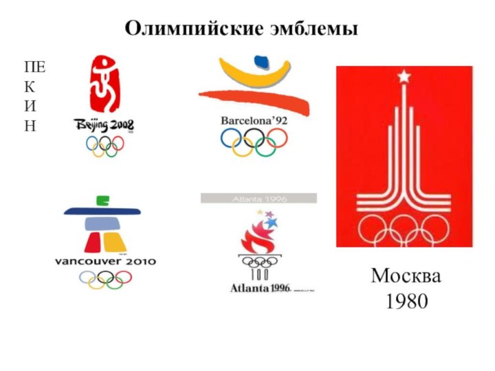 Олимпийские эмблемыПЕКИНМосква1980