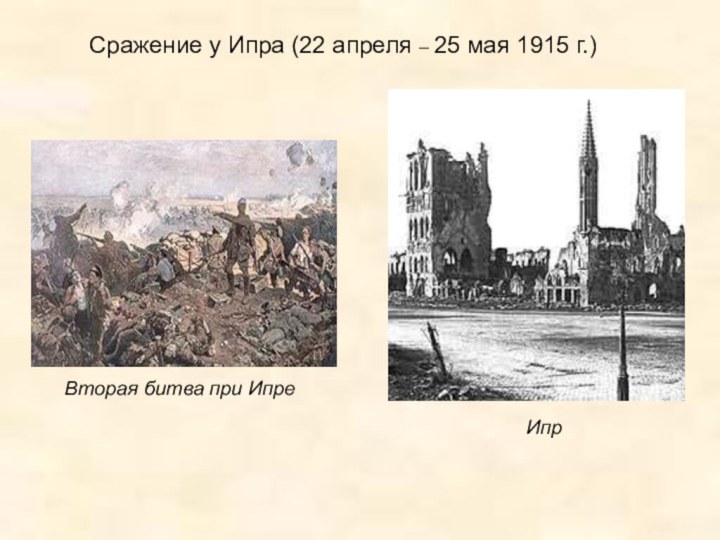 Сражение у Ипра (22 апреля – 25 мая 1915 г.)ИпрВторая битва при Ипре