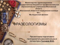 Презентация по русскому языку на тему: Фразеологизмы