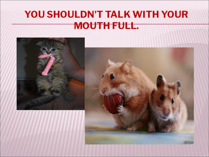 YOU SHOULDN'T TALK WITH YOUR MOUTH FULL.