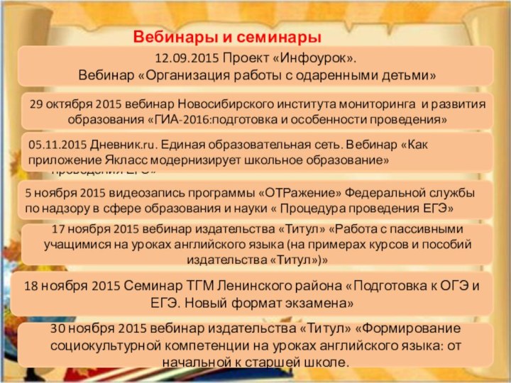 Вебинары и семинары29 октября 2015 вебинар Новосибирского института мониторинга и развития