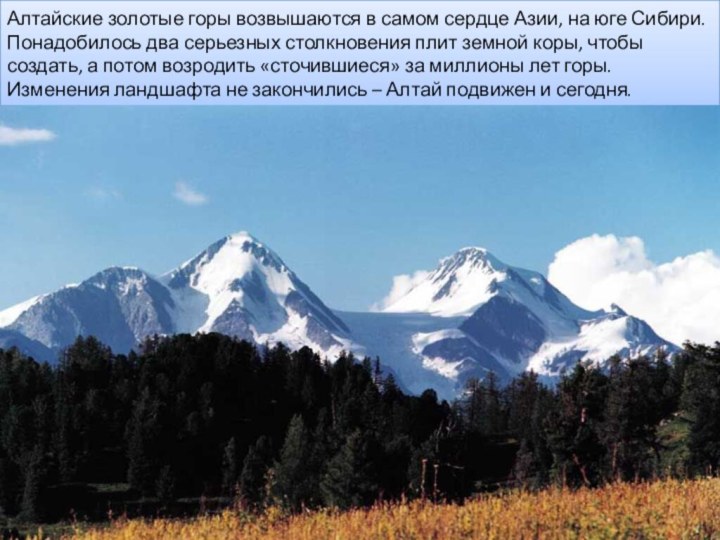Алтайские золотые горы возвышаются в самом сердце Азии, на юге Сибири.