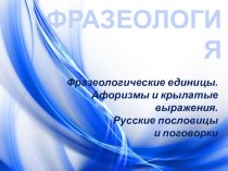Презентация по русскому языку Фразеология