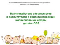 Взаимодействие специалистов и воспитателей в области коррекции эмоциональной сферы детей с ОВЗ.