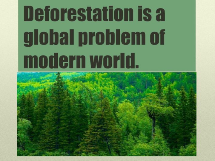 Deforestation is a global problem of modern world.