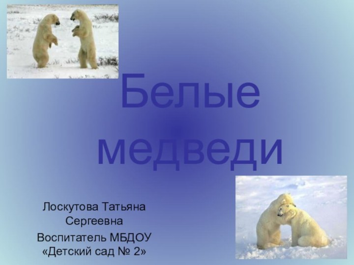 Белые медведиЛоскутова Татьяна СергеевнаВоспитатель МБДОУ «Детский сад № 2»