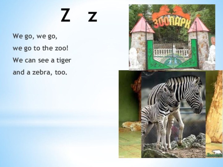 Z  zWe go, we go, we go to the zoo!We can see a