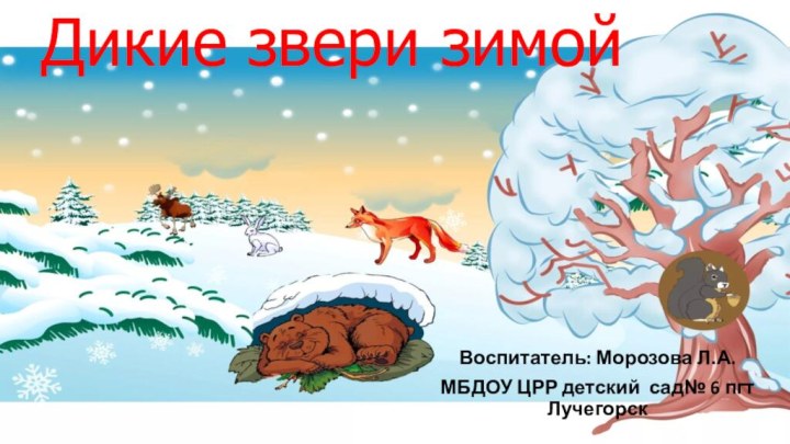 Воспитатель: Морозова Л.А.МБДОУ ЦРР детский сад№ 6 пгт Лучегорск Дикие звери зимой