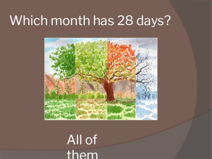 Which month has 28 days? All of them