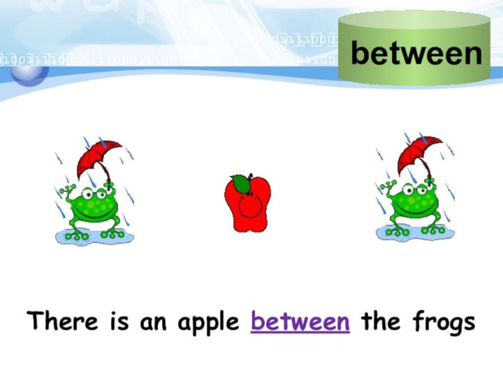 There is an apple between the frogs