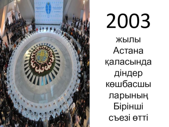 2003 жылы Астана қаласында діндер көшбасшыларының Бірінші съезі өтті