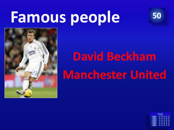 Famous peopleDavid BeckhamManchester United50