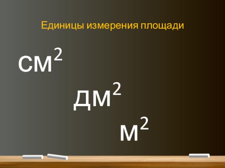 Единицы измерения площадисм2 					дм2 									м2