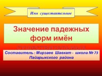 Презентация по русскому языку на тему Значение падежных форм имён существительных