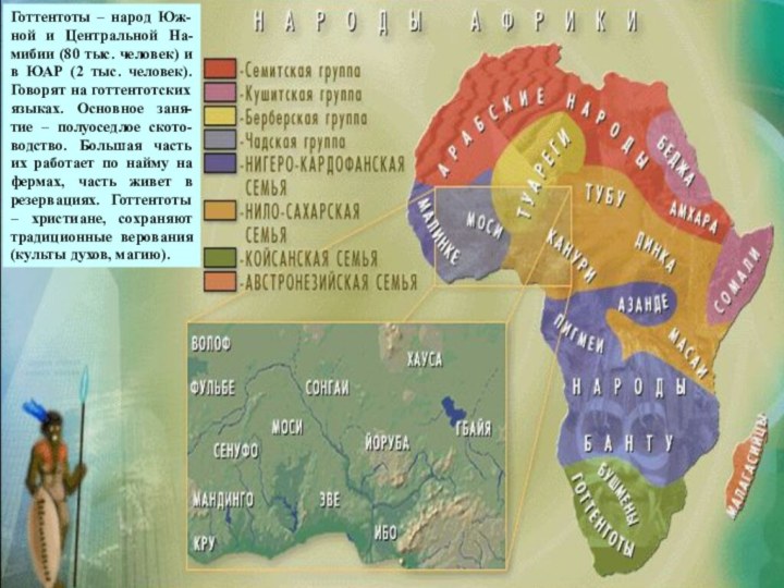 готтентотыГоттентоты – народ Юж-ной и Центральной На-мибии (80 тыс. человек) и в