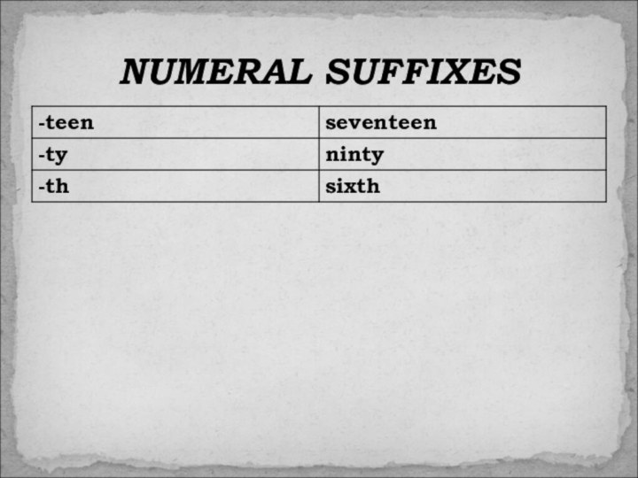 NUMERAL SUFFIXES