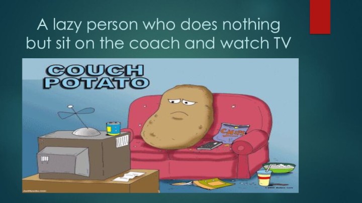 A lazy person who does nothing but sit on the coach and watch TV
