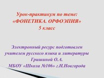 Урок-практикум по русскому языку на тему: Фонетика и орфоэпия (5 класс)