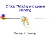 Critical Thinking and Lesson Planning
