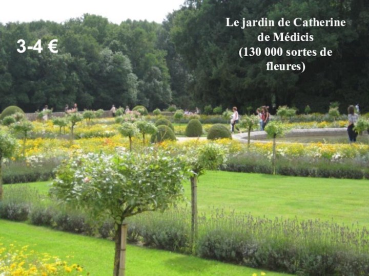 Le jardin de Catherine  de Médicis (130 000 sortes de fleures)3-4 €